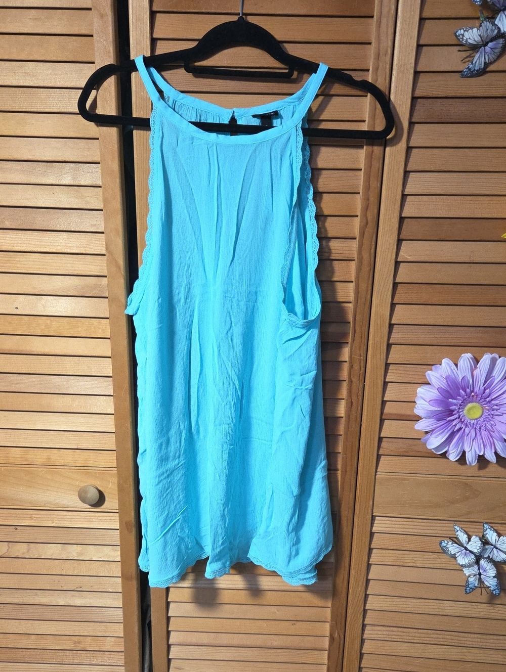 Torrid Turquoise Lace-Trim Tank Top